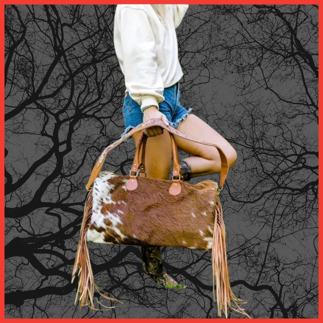 Fringe Cowhide Duffle Bag