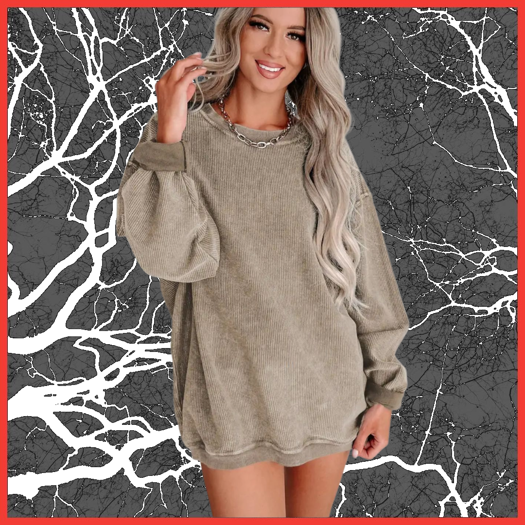 Ribbed Knit Pullover Sweatshirt